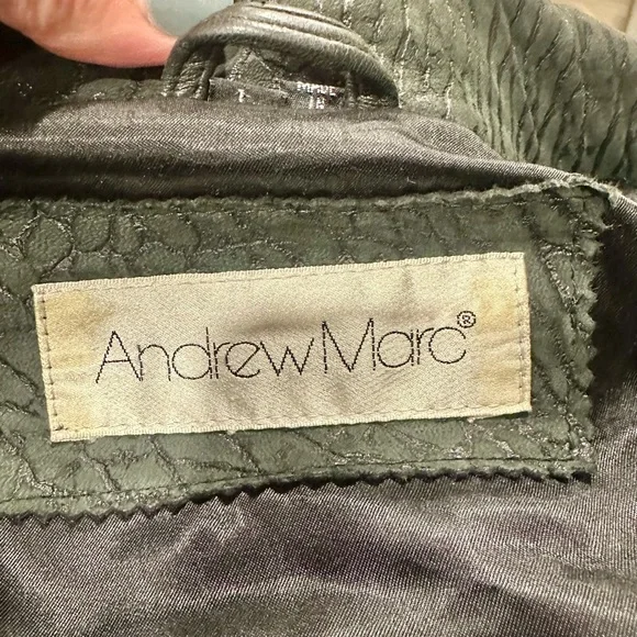 Andrew Marc Black Leather Jacket Size Large - Picture 14 of 16